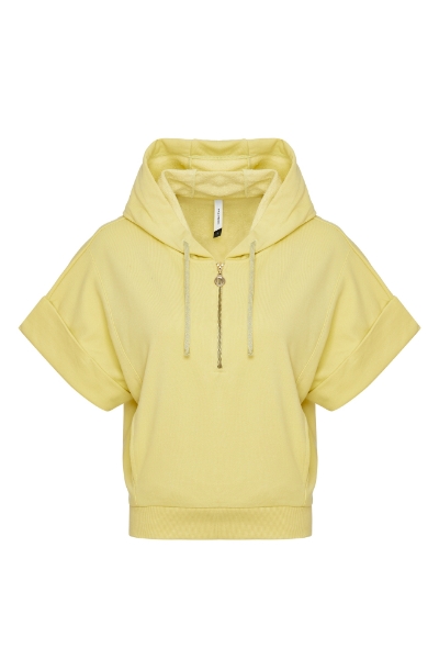 Resim Kapüşonlu Sweat Yelek-Mlc - 707-Sarı