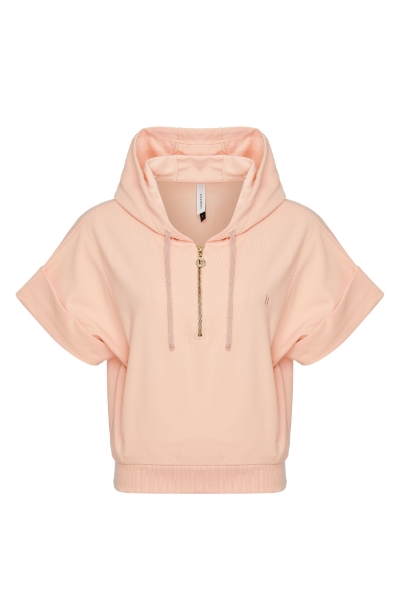 Resim Kapüşonlu Sweat Yelek-Mlc - 523-Şeftali Pembesi