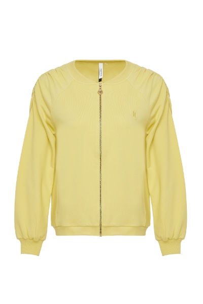 Resim Fermuarlı Bomber Swaetshirt-Mlb - 707-Sarı