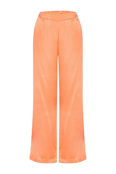 Resim Bel Detaylı  Saten Pantolon-Xxc - 542-Çöl Çiçeği Pembesi