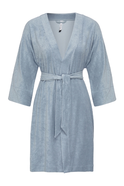 Resim Kuşaklı Terry Sabahlık-Tna - 800-Kül Mavisi