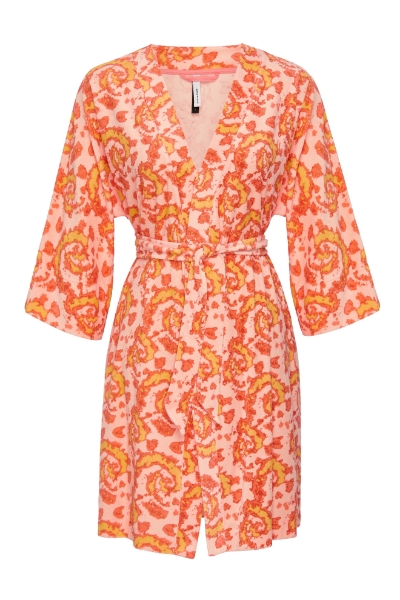 Resim Kuşaklı Terry Sabahlık-Tna - 987-Karışık Desenli Pembe