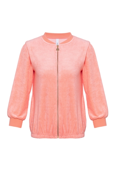 Resim Fermuarlı Terry  Sweatshirt-Thh - 542-Çöl Çiçeği Pembesi