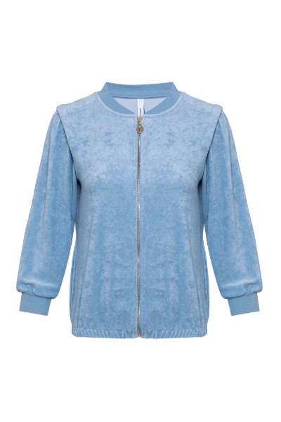 Resim Fermuarlı Terry  Sweatshirt-Thh - 800-Kül Mavisi