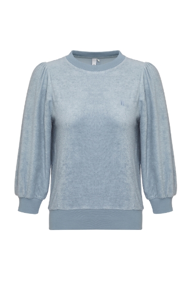 Resim Kabarık Kollu Terry Sweatshirt-Thg - 800-Kül Mavisi