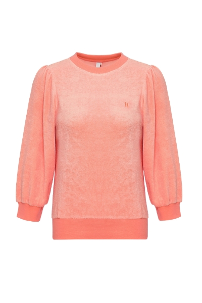 Resim Kabarık Kollu Terry Sweatshirt-Thg - 542-Çöl Çiçeği Pembesi