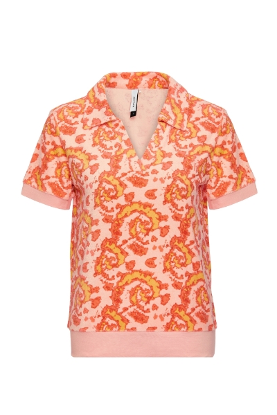 Resim V Yaka Terry Tişört-The - 987-Karışık Desenli Pembe