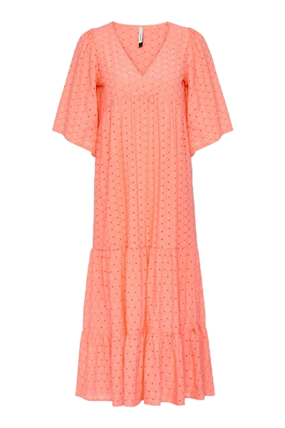 Resim V Dekolteli Fisto Uzun Elbise-Xdn - 542-Çöl Çiçeği Pembesi