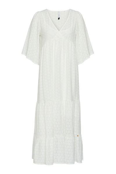 Resim V Dekolteli Fisto Uzun Elbise-Xdn - 156-Ekru