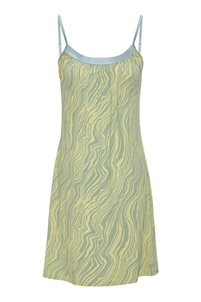 Resim İp Askılı Büzgü Detaylı Elbise-Xdb - 983-Ebruli Desenli Mavi