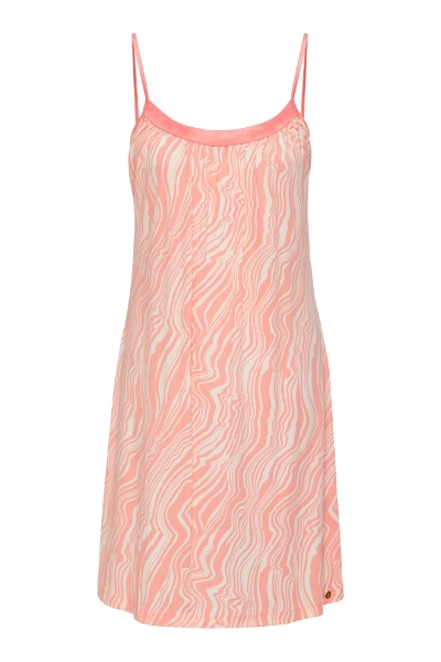 Resim İp Askılı Büzgü Detaylı Elbise-Xdb - 982-Ebruli Desenli Ekru