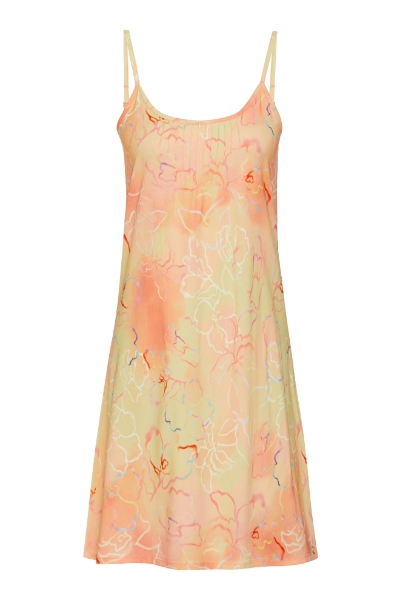 Resim İp Askılı Viskoz Elbise-Tdı - 995-Karışık Desenli Pembe