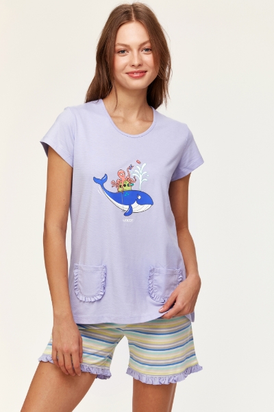 Resim Kadın Pijama-Psg - 306-Lavanta