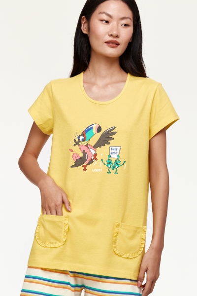 Resim Kadın Pijama-Psg - 651-Sarı