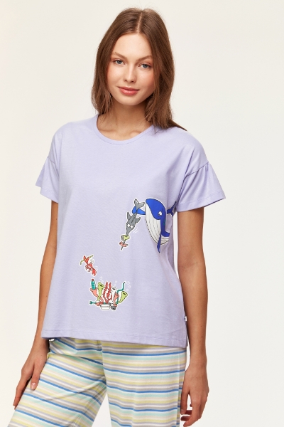 Resim Kadın Pijama-Bsk - 306-Lavanta