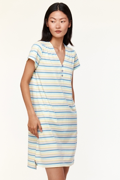 Resim Kadın Gecelik-Nıs - 904-Balina Temalı Çizgili Mavi