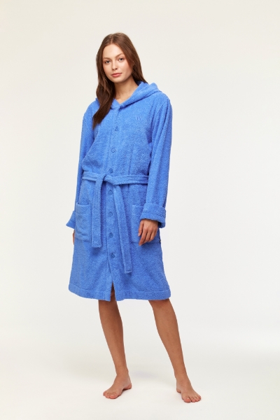 Resim Pamuklu Havlu Bornoz-Rob - 866-Deniz Mavisi