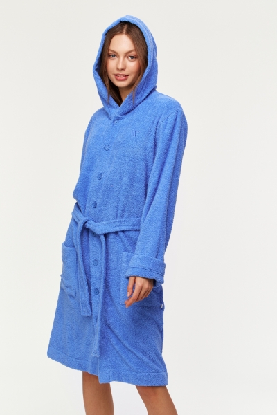 Resim Pamuklu Havlu Bornoz-Rob - 866-Deniz Mavisi