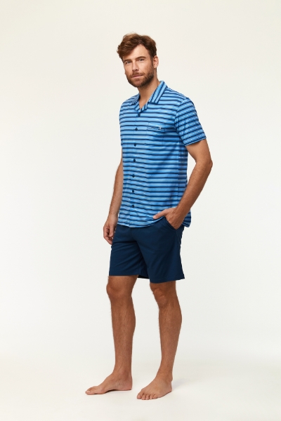 Resim Erkek Pijama-Msh - 935-Mavi Çizgili