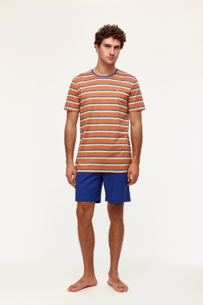 Resim Erkek Pijama-Mrs - 936-Turuncu Çizgili