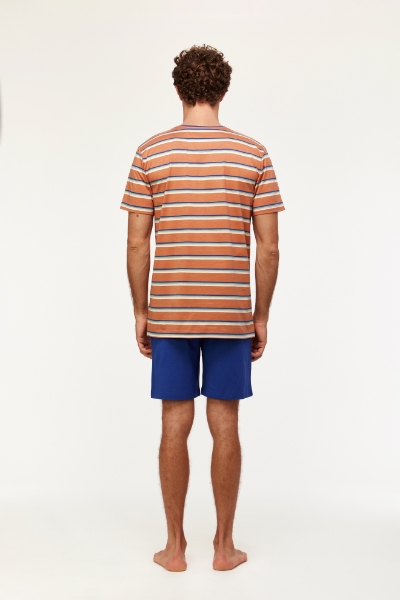 Resim Erkek Pijama-Mrs - 936-Turuncu Çizgili