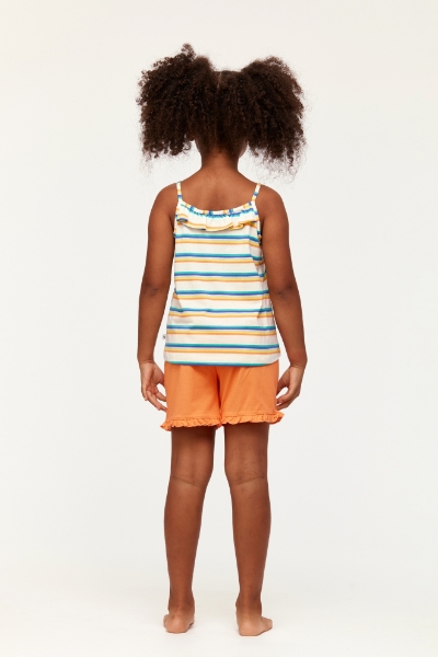 Resim 2-8 Yaş Kız Çocuk Pijama-Psp - 908-Tukan Temalı Çizgili Mavi