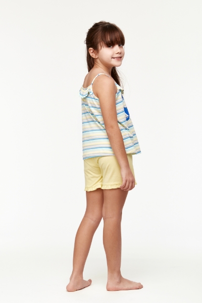 Resim 2-8 Yaş Kız Çocuk Pijama-Psp - 904-Balina Temalı Çizgili Mavi