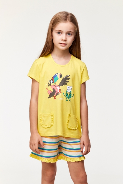 Resim 10-16 Yaş Kız Çocuk Pijama-Psg - 651-Sarı