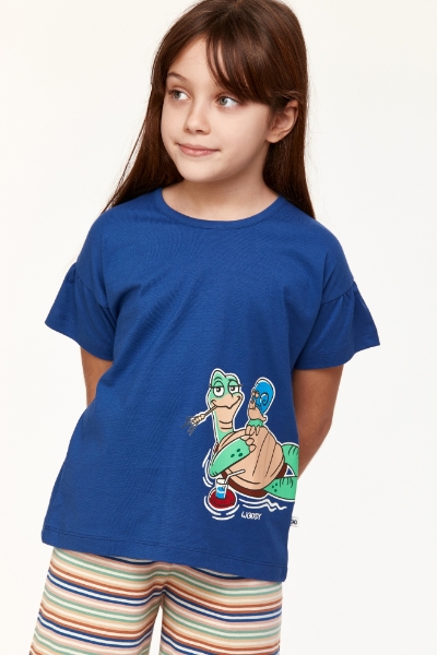 Resim 2-8 Yaş Kız Çocuk Pijama-Bsk - 856-Soğuk Mavi