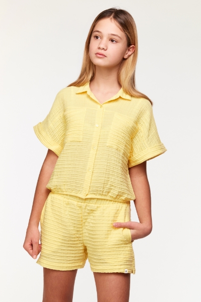 Resim 10-16 Yaş Kız Çocuk Pijama-Ypf - 609-Açık Sarı