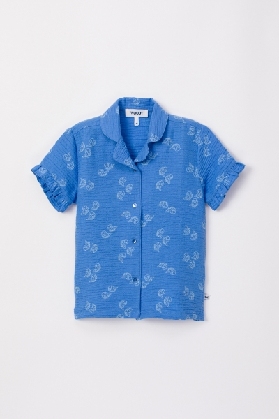 Resim 10-16 Yaş Kız Çocuk Pijama-Wpj - 938-Balina Baskılı Mavi