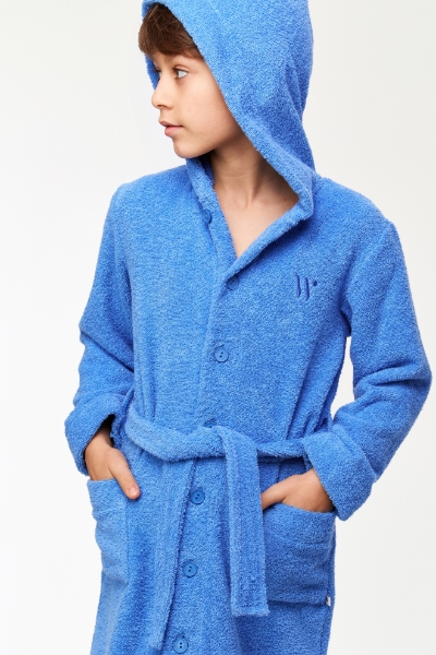 Resim 2-8 Yaş Pamuklu Havlu Bornoz-Rob - 866-Deniz Mavisi