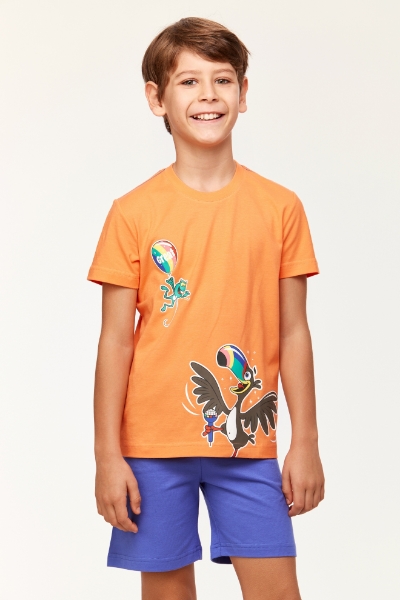 Resim 10-16 Yaş Erkek Çocuk Pijama-Psu - 539-Papaya Rengi
