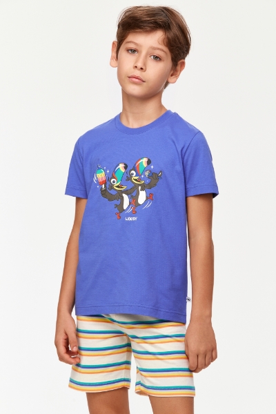 Resim 2-8 Yaş Erkek Çocuk Pijama-Pss - 829-Mor Mavi