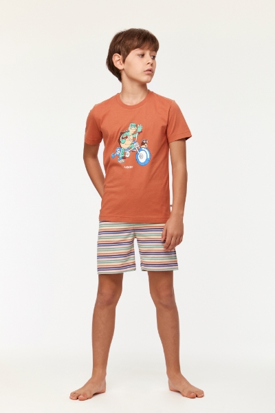 Resim 2-8 Yaş Erkek Çocuk Pijama-Pss - 202-Yanık Turuncu
