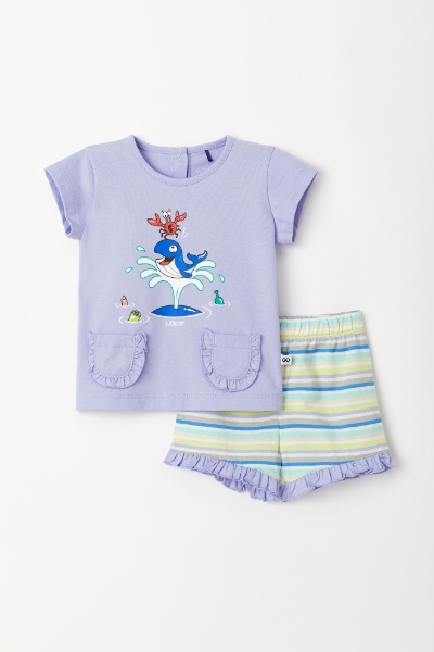 Resim Pamuklu Kız Bebek Pijama-Psg - 306-Lavanta