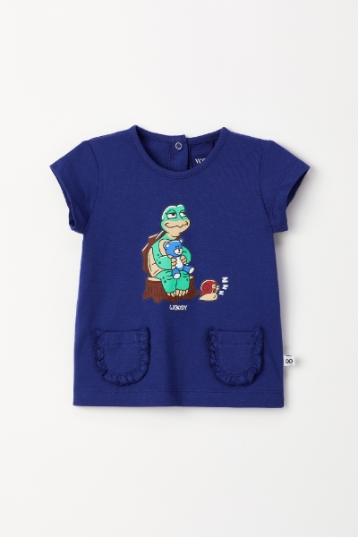 Resim Pamuklu Kız Bebek Pijama-Psg - 856-Soğuk Mavi