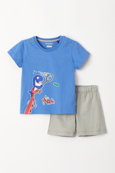 Resim Pamuklu Erkek Bebek Pijama-Psu - 866-Deniz Mavisi