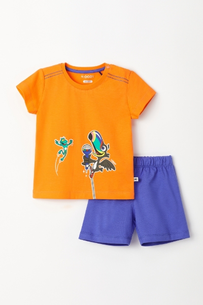 Resim Pamuklu Erkek Bebek Pijama-Psu - 539-Papaya Rengi