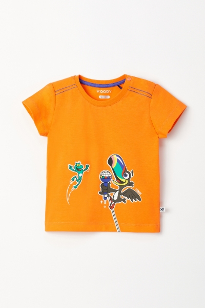 Resim Pamuklu Erkek Bebek Pijama-Psu - 539-Papaya Rengi