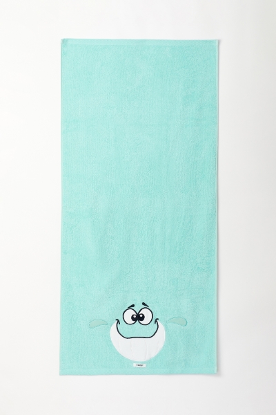 Resim Pamuklu Çantalı Plaj Havlusu-Str - 702-Su Yeşili