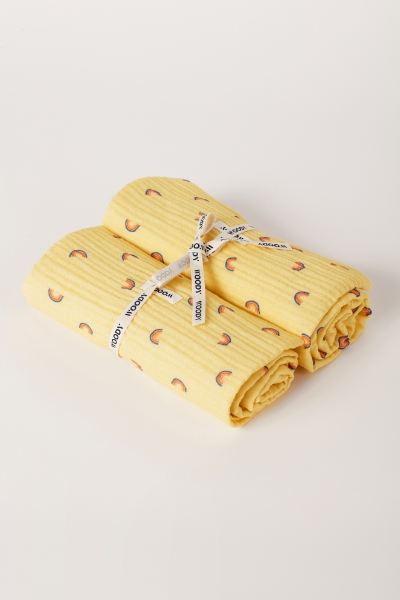 Resim Müslin Bebek Örtüsü-Blm - 940-Gökkuşağı Baskılı Sarı