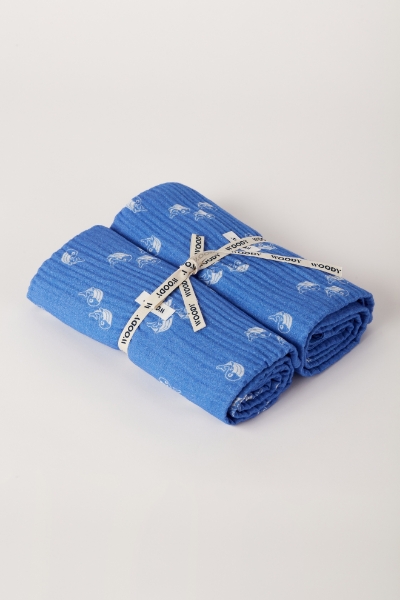 Resim Müslin Bebek Örtüsü-Blm - 938-Balina Baskılı Mavi