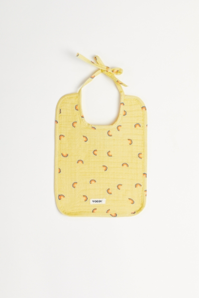 Resim Bebek Önlüğü-Wlj - 940-Gökkuşağı Baskılı Sarı