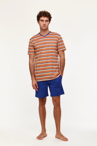 Resim Erkek Pijama-Mvs - 936-Turuncu Çizgili