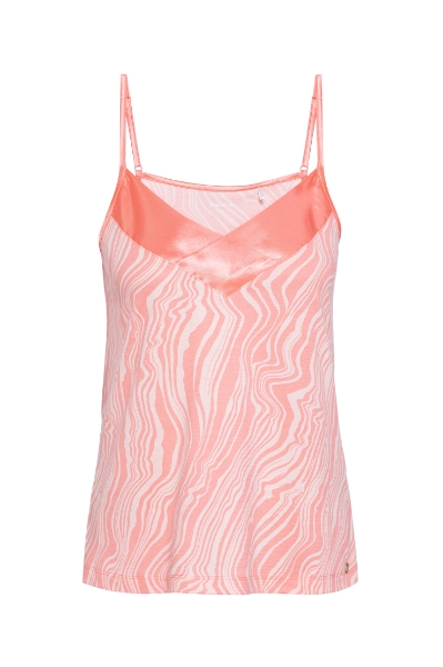 Resim İp Askılı Şortlu Pijama Takımı-Xpa - 982-Ebruli Desenli Ekru