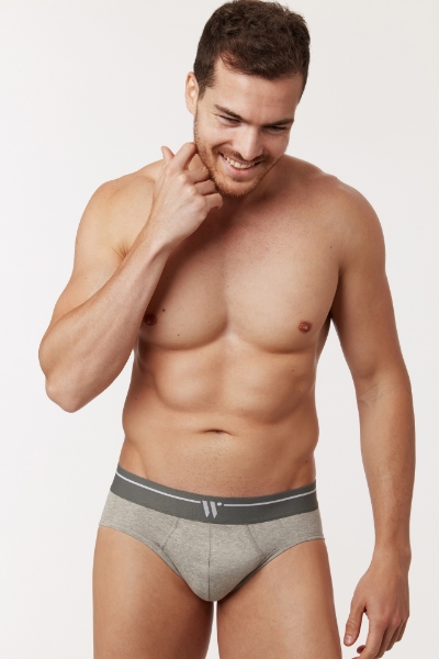 Resim 2’li Erkek Külot-Mın - 121-Gri  Melanj