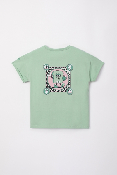 Resim Kadın Tshirt-Slı - 711-Küf Yeşili