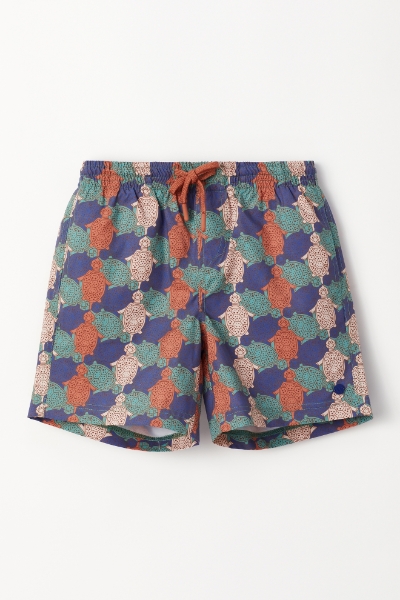 Resim 10-16 Yaş Erkek Çocuk Deniz Şortu-Qww - 932-Dodo Baskılı Lacivert 