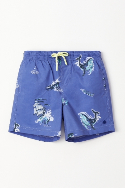 Resim 2-8 Yaş Erkek Çocuk Deniz Şortu-Qww - 931-Dodo Temalı Çizgili 